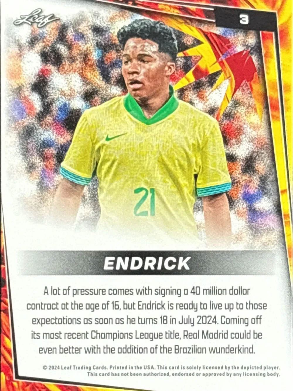 Leaf Soccer Trading Card - (Endrick)